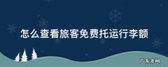 怎么查机票托运行李额 怎么查看旅客免费托运行李额