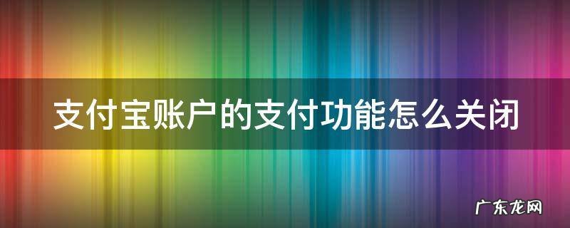 支付宝账户的支付功能怎么关闭啊 支付宝账户的支付功能怎么关闭
