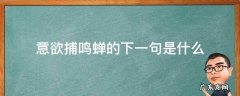 意欲捕鸣蝉的下一句是什么 意欲捕鸣蝉的下一句是什么呢