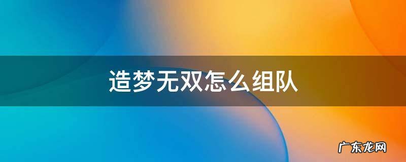 造梦无双怎么组队打副本 造梦无双怎么组队