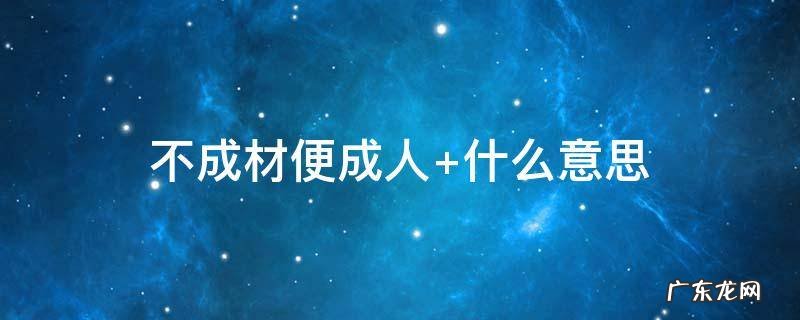 不成材便成人 不成材便成人这句话什么意思