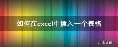怎样在excel中加入一个表格 如何在excel中插入一个表格