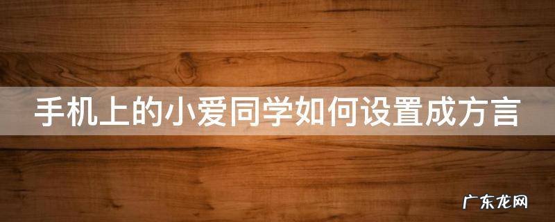 手机上的小爱同学如何设置成方言声音 手机上的小爱同学如何设置成方言