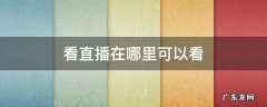 看直播在哪里可以看 看直播在哪里可以看回放