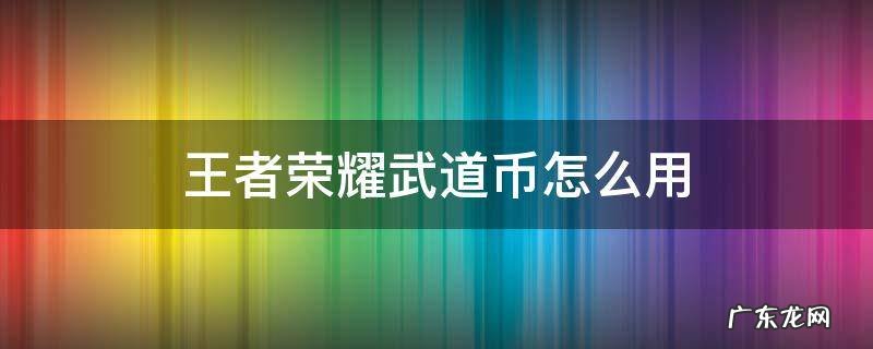 王者荣耀武道币怎么用 王者荣耀里面武道币怎么用