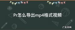 pr如何导出mp4格式视频 Pr怎么导出mp4格式视频