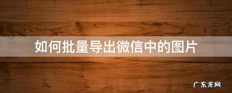 如何批量导出微信中的图片 微信照片如何批量导出