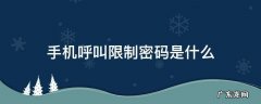 手机呼叫限制密码是什么 手机呼叫限制密码是什么意思