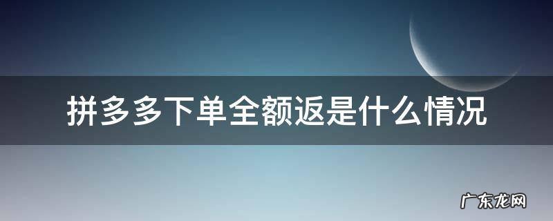 拼多多下单全额返是什么情况 拼多多下单全额返是返什么