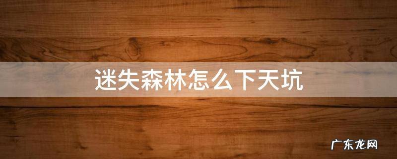 迷失森林怎样下天坑 迷失森林怎么下天坑