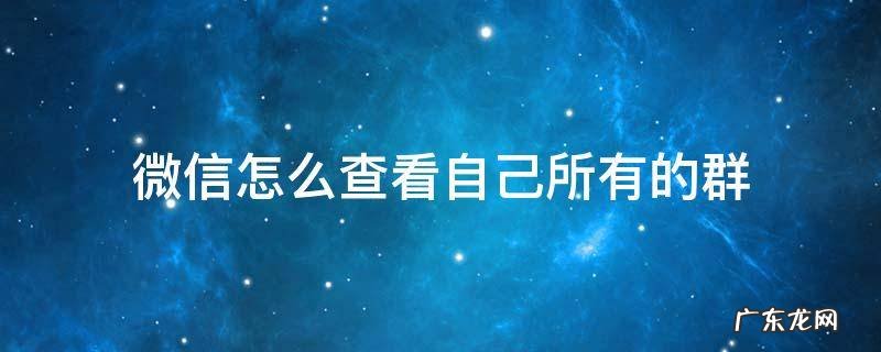 微信怎么查看自己所有的群 微信怎么查看自己所有的群聊