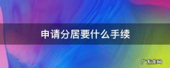 分居要办理手续吗 申请分居要什么手续