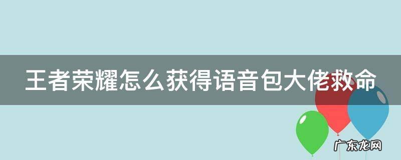 王者荣耀如何获得语音包 王者荣耀怎么获得语音包大佬救命
