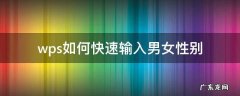wps身份证性别公式怎么输入 wps如何快速输入男女性别