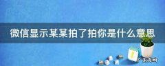 微信上面显示拍了拍你是怎么回事 微信显示某某拍了拍你是什么意思