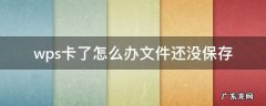 wps卡了怎么办文件还没保存 电脑卡住了wps文件还没保存怎么办
