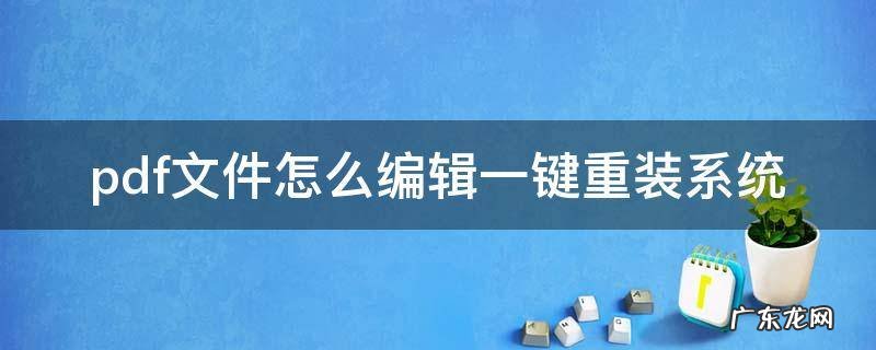 如何重装pdf pdf文件怎么编辑一键重装系统