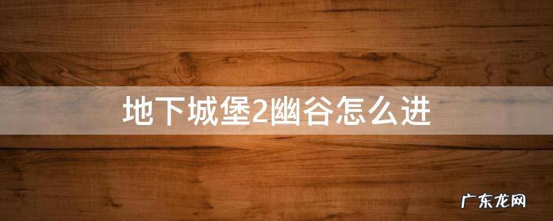 地下城堡2幽谷怎么进 地下城堡2幽谷怎么进在哪里