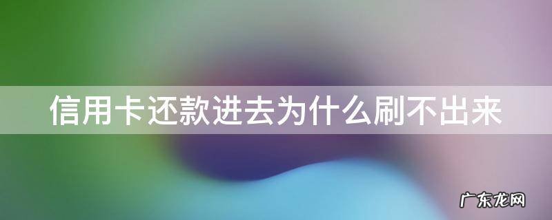 信用卡还款进去为什么刷不出来 为什么信用卡还款了刷不出来