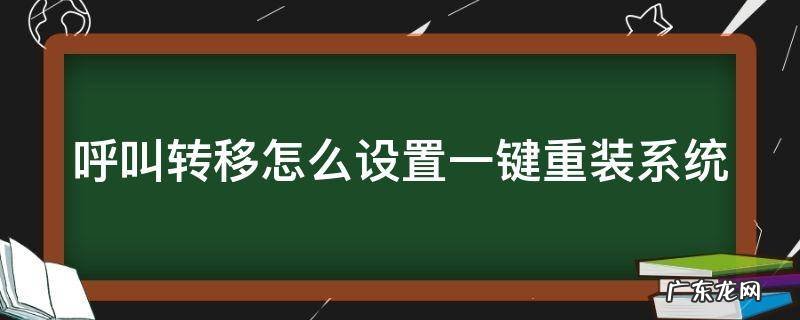 呼叫转移怎么设置一键重装系统 呼叫转移怎么设置一键重装系统手机
