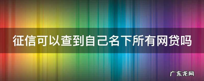 征信可以查到自己名下所有贷款吗 征信可以查到自己名下所有网贷吗