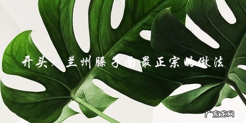 兰州臊子面最正宗的制作方法