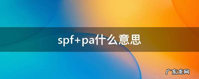 spf pa什么意思