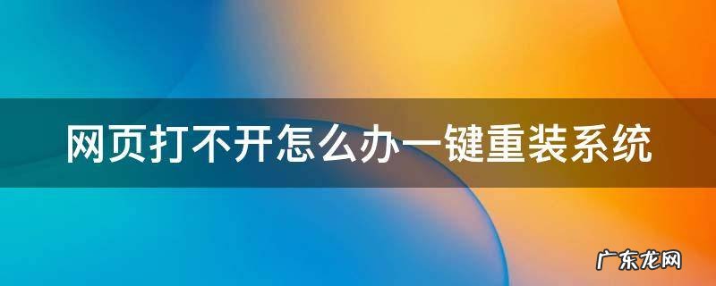 网页打不开怎么办一键重装系统 网页打不开怎么办一键重装系统