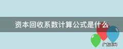什么叫资本回收系数 资本回收系数计算公式是什么