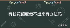 有钱花额度出来了,不借款如何 有钱花额度借不出来有办法吗