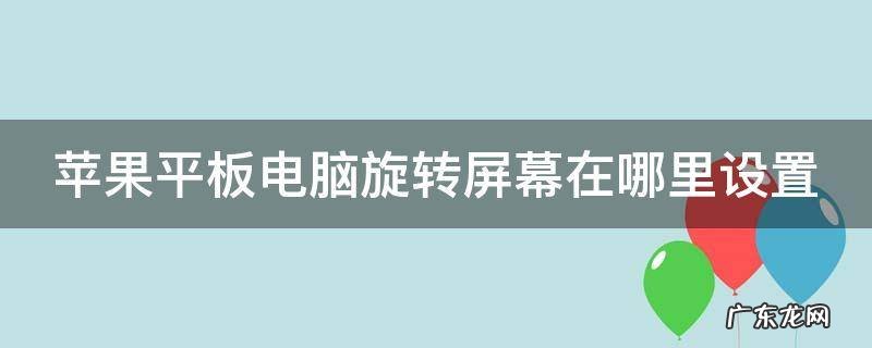苹果平板电脑旋转屏幕在哪里设置 苹果平板电脑旋转屏幕在哪里设置呢