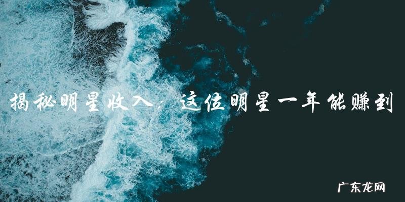 这位明星一年能赚到多少钱?其惊人的收入数字!