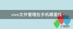 vivo文件管理在手机哪里找 vivo手机怎么找到文件管理