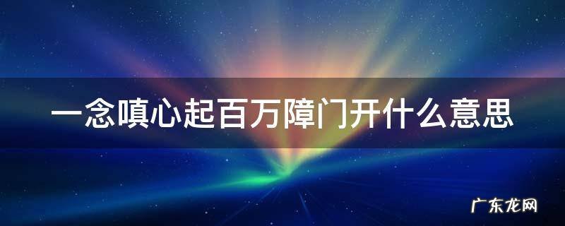 一念嗔心起百万障门开什么意思 一念嗔心起百万障门开什么意思,净空恩师