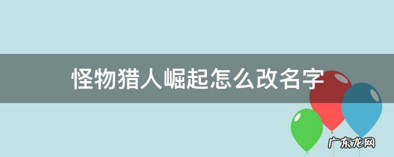 怪物猎人崛起怎么改名字 switch怪物猎人崛起怎么改名字