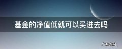 基金净值低时买好吗 基金的净值低就可以买进去吗