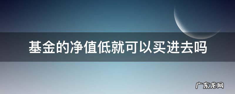 基金净值低时买好吗 基金的净值低就可以买进去吗