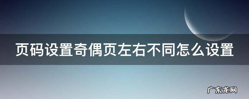 页码设置奇偶页左右不同怎么设置 公文页码一1一左右怎样设置