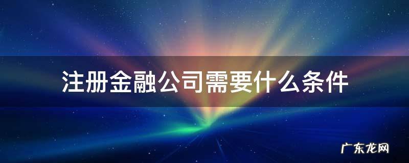 注册一个金融公司需要什么条件 注册金融公司需要什么条件