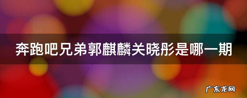奔跑吧关晓彤和郭麒麟 奔跑吧兄弟郭麒麟关晓彤是哪一期