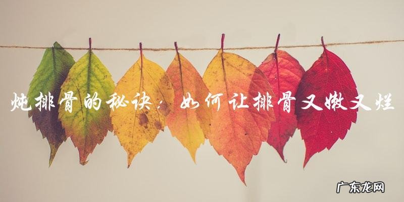 炖排骨的秘诀:如何让排骨又嫩又烂?