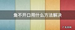 鱼不开口咋办 鱼不开口用什么方法解决
