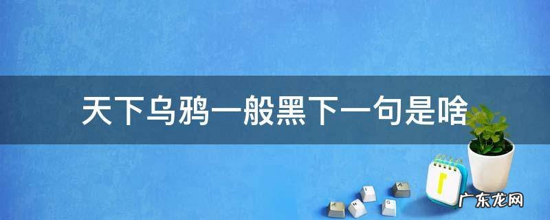 天下乌鸦一般黑下一句是啥 天下乌鸦一般黑下一句是什么?