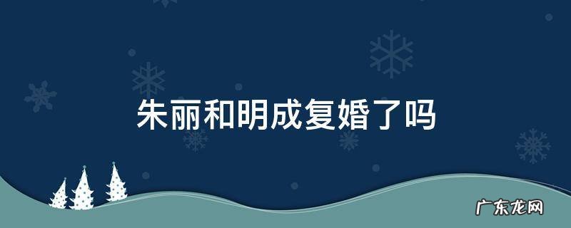 朱丽苏明成最后复婚了吗 朱丽和明成复婚了吗