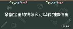 余额宝里的钱怎么可以转到微信里 余额宝里的钱怎么能转到微信里