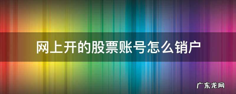 股票账号如何网上销户 网上开的股票账号怎么销户