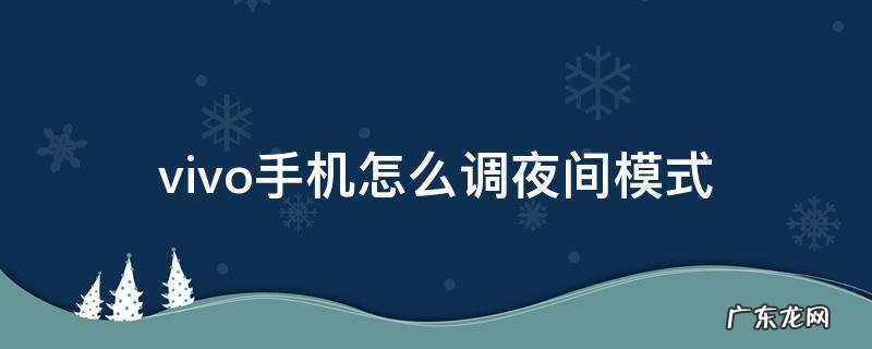 vivo手机怎么调夜间模式 Vivo手机怎么设置夜间模式