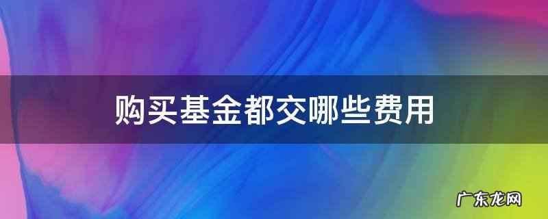 购买基金都交哪些费用 购买基金都需要哪些费用