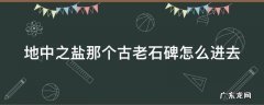 地中之盐那个古老石碑怎么进去 地中之盐的方碑