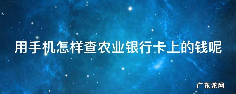 用手机怎样查农业银行卡上的钱呢 用手机怎样查农业银行卡上的钱呢